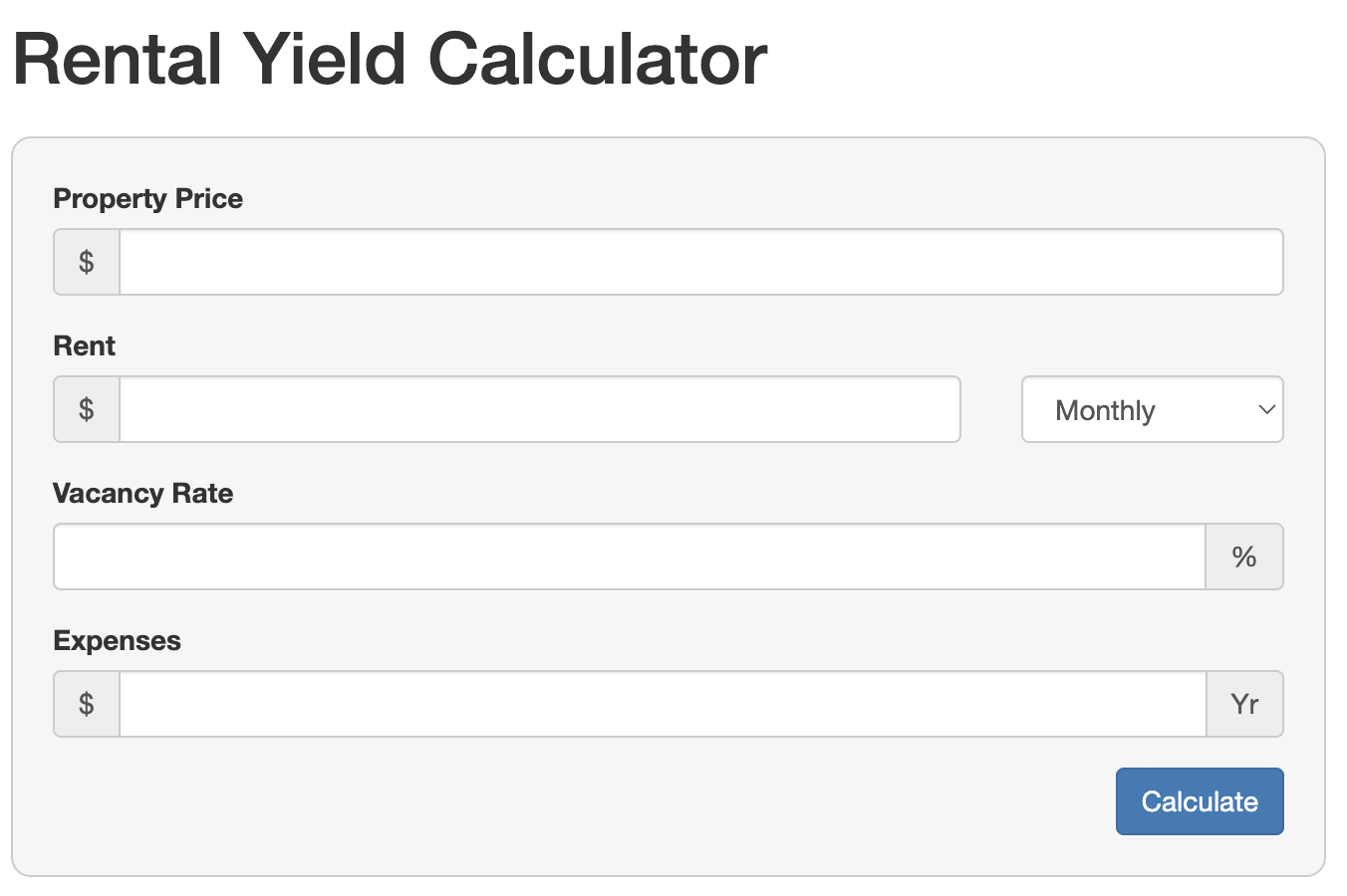 how to work out rental yield with a free calculator