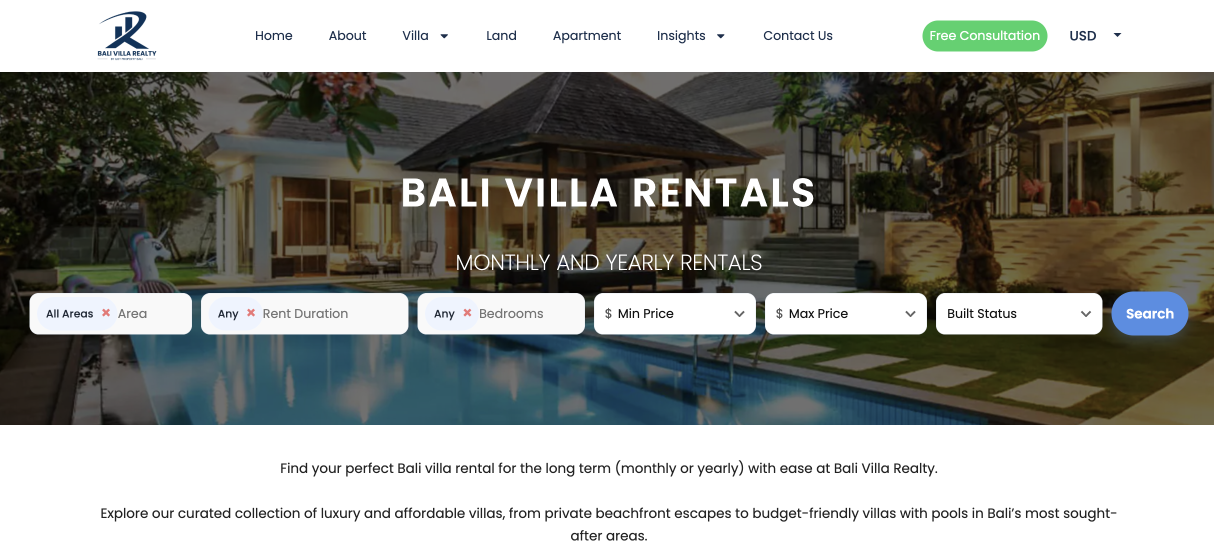 bali villa rentals