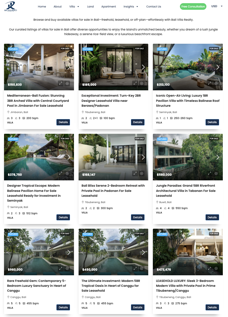 bali villa for sale