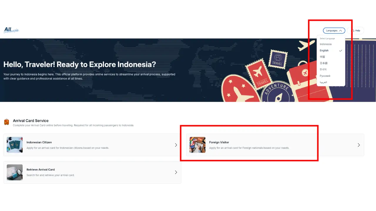all indonesia arrival card official website