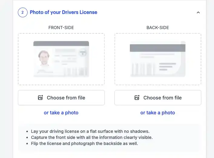 uploading passport documents to apply for IDP